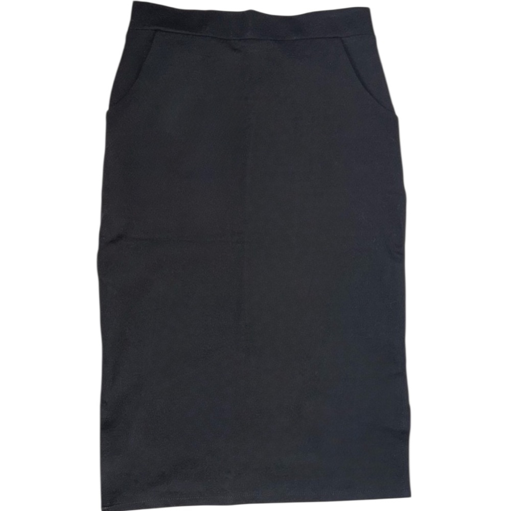 Helabes Elegant Black Elastic Pencil Skirt with Pockets